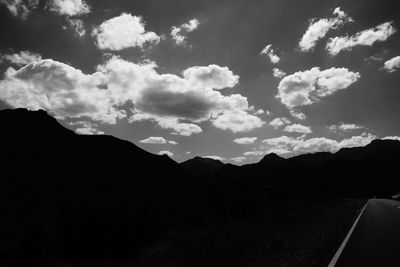 Scenic view of mountains against cloudy sky