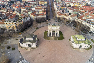 Triumphal arch with bas-reliefs & statues, built by luigi cagnola on the request of napoleon in milan