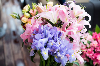 Close-up of pink flowers blooming outdoors