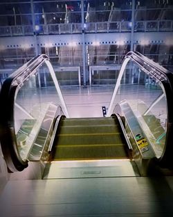 Illuminated staircase at night