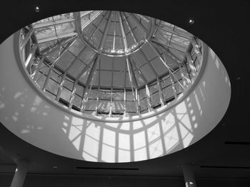 Low angle view of skylight in building