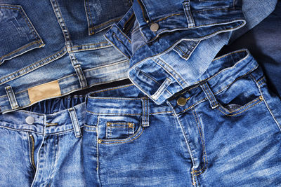 Close-up background of blue jeans
