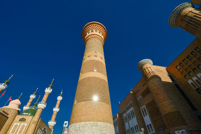 The grand bazaar in urumqi, xinjiang, china, with its magnificent towering buildings