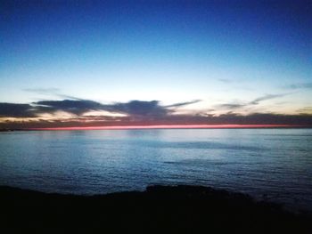 Scenic view of calm sea against blue sky