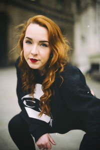 Portrait of young woman with long hair