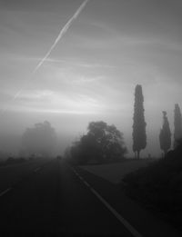 Road amidst trees against sky