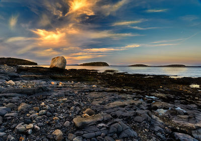 Scenic view of sea against sky at sunset