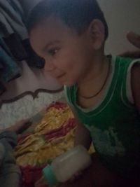 Close-up of girl eating food