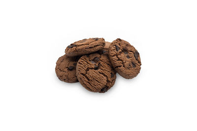 High angle view of cookies against white background