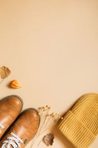 High angle view of shoes on table