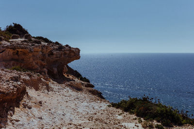 Scenic view of sea against clear sky