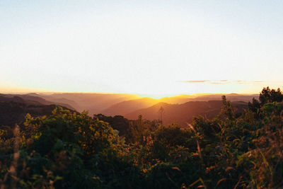 Scenic view of mountains against clear sky