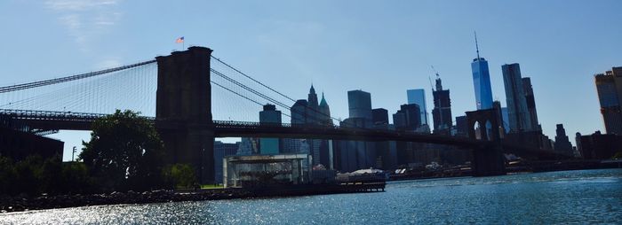 Suspension bridge over river