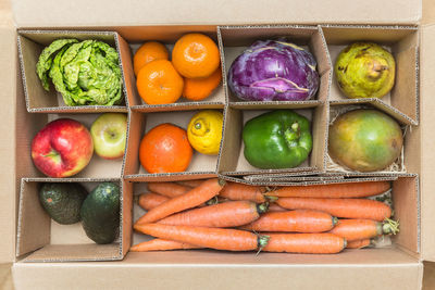 Fruits and vegetables in container