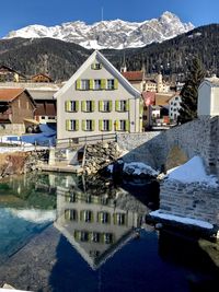 Reflection of mountain in winter