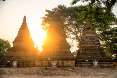 Low angle view of temple building against sky