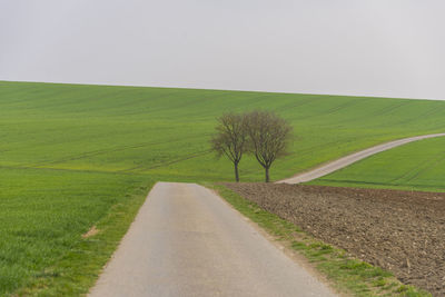 Road amidst field against sky