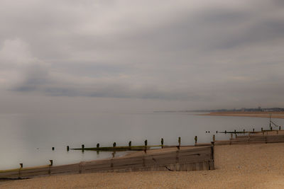 Scenic view of sea against cloudy sky