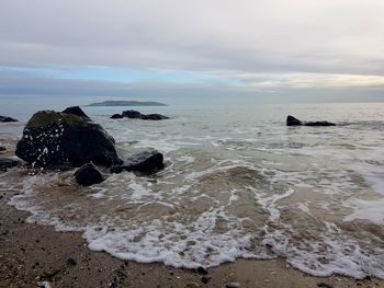 Scenic view of beach against sky