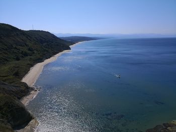 Scenic view of sea against clear sky