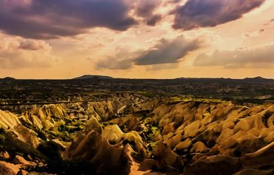 Scenic view of landscape against cloudy sky