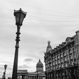 Low angle view of street light against sky