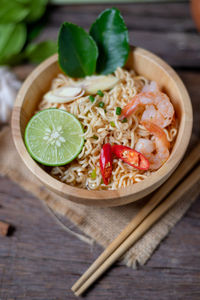 Close-up of food in bowl on table