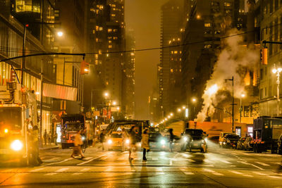 Illuminated city at night