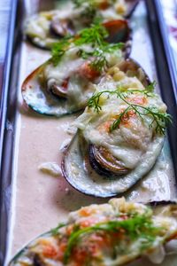 High angle view of fish in plate