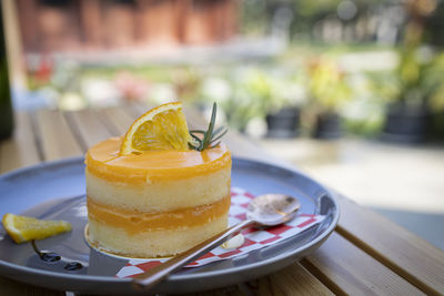 Close-up of dessert on table
