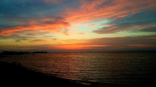 Scenic view of sea at sunset