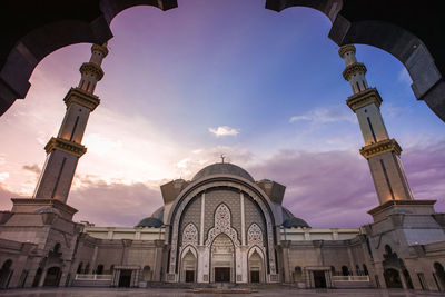 Majestic sunset over the beautiful mosque. 