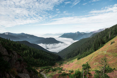 Scenic view of mountains against sky