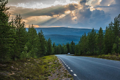 Road by trees against sky