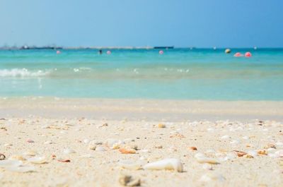 Scenic view of sea against blue sky