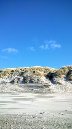 Scenic view of landscape against blue sky