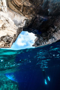 Close-up of swimming pool against sea