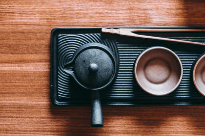 High angle view of coffee on table