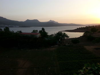 Scenic view of mountains against clear sky