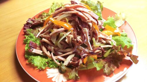 Close-up of served food in plate