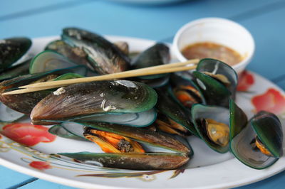 Close-up of seafood in plate