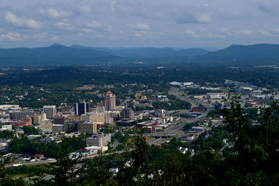 High angle view of townscape against sky