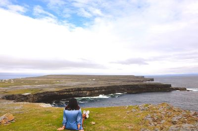 Woman relaxing at seashore