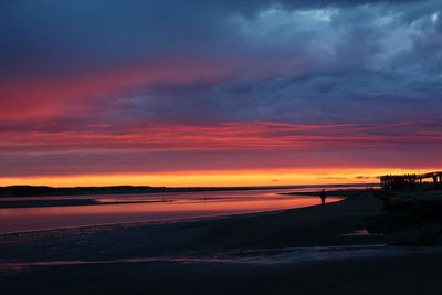 Scenic view of sea at sunset