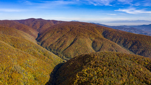 Scenic view of landscape and mountains against sky