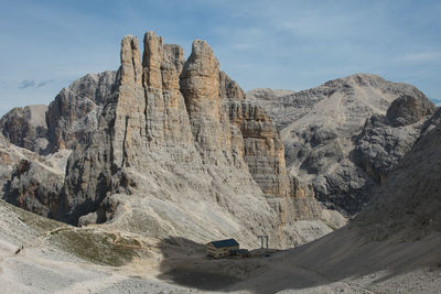 Panoramic view of rocky mountains against sky