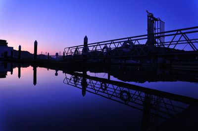 Bridge over river at sunset