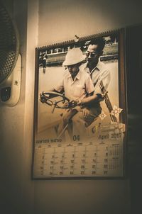 Close-up of man with text