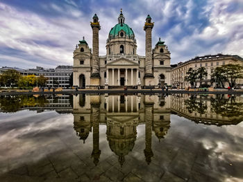 Reflection of buildings in water