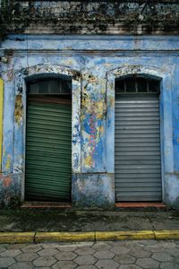 Closed door of old building